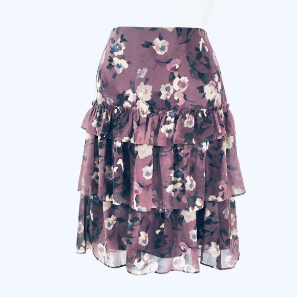 Lauren Ralph Lauren Women's Sz 12 Floral Georgette Tiered Mini Skirt NWT - Picture 4 of 15